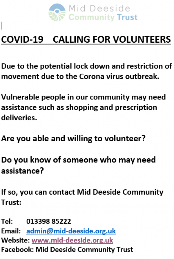 COVID-19 CALLING FOR VOLUNTEERS